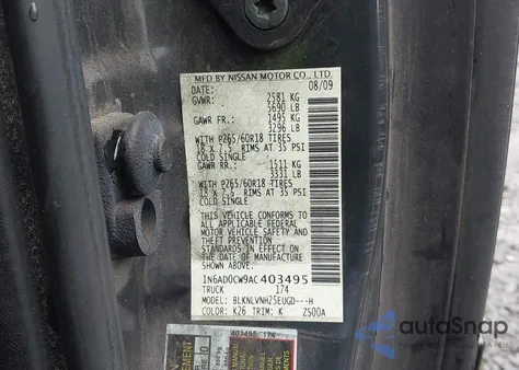 2010 Nissan Frontier Le z USA, uszkodzony, nr VIN 1N6AD0CW9AC403495